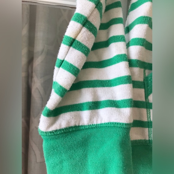 Cat & Jack size 6 / 6X zip-up hooded sweatshirt with green and white stripes GUC - Picture 3 of 8